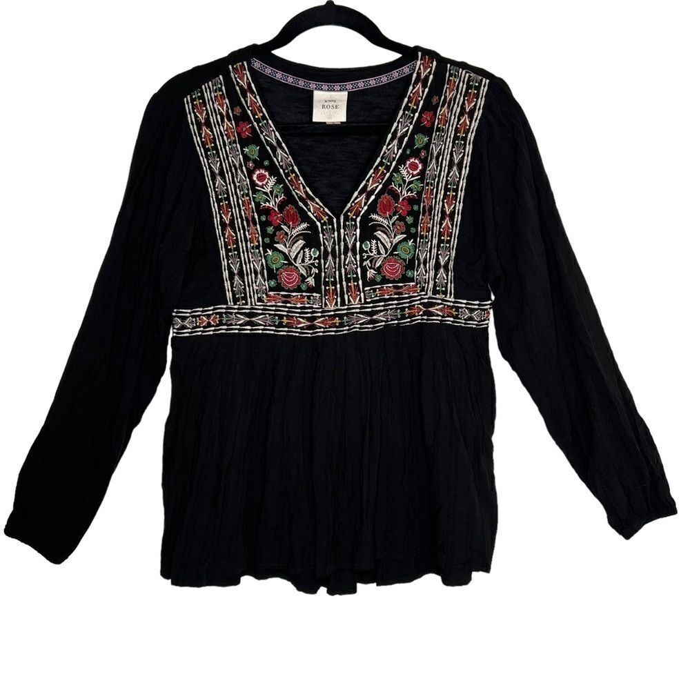 KNOX Rose Bohemian Embroidered Peasant Blouse small